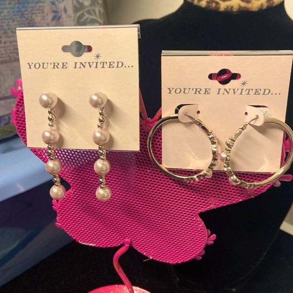 Rosegold Pearl Earrings - 2 for Price of 1 - Picture 1 of 3